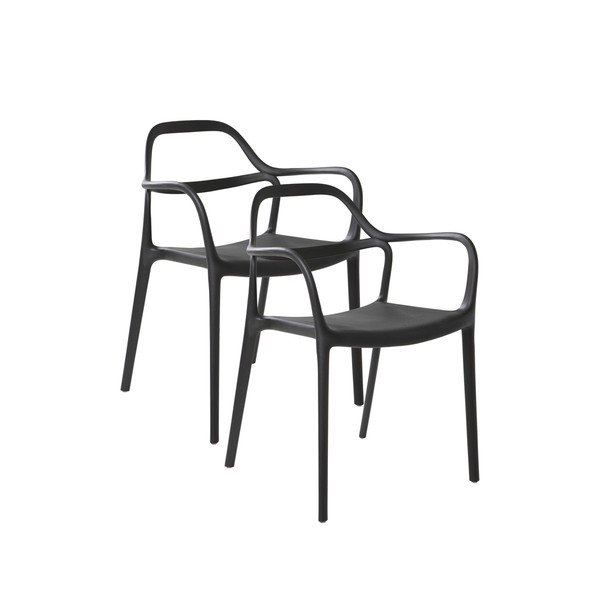 Mustad plastist söögitoolid käetugedega/virnastatavad, 2 tk komplektis Karlaby - Jotex