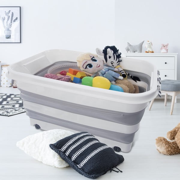 Valge-hall plastikust hoiukarp koos kaanega 54x39x28 cm Kemp - Orion-image-1