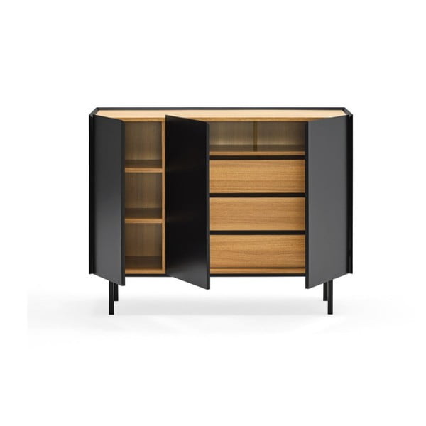 Madal tammedekooriga kummut must-puiduvärvi 110x85 cm Arista – Teulat-image-4