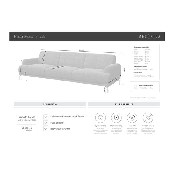 Helehall diivan , 240 cm Puzo - MESONICA-image-4