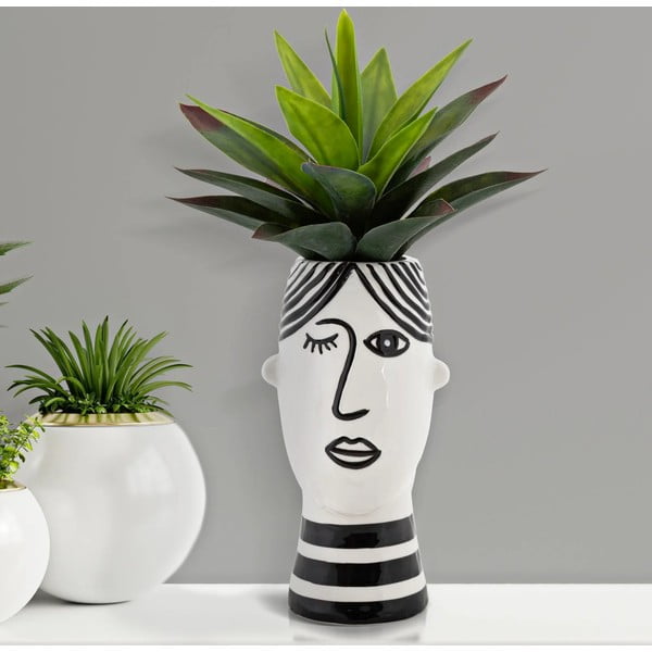 Must-valge portselanist vaas Face - Mauro Ferretti-image-1