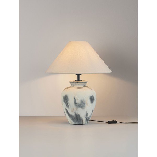 Valge/hall keraamiline laualamp tekstiilist varjuga (kõrgus 55 cm) Lupe - Nova Luce-image-3