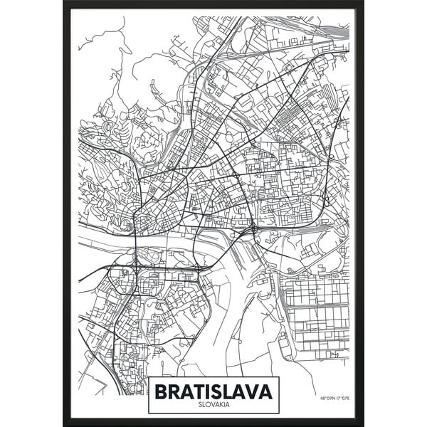 Seinaplakat raamis MAP/BRATISLAVA, 50 x 70 cm Map Bratislava - DecoKing