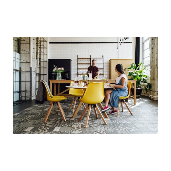 2 kollase tooli komplekt pöögipuidust alusega Gina - Bonami Essentials-image-1