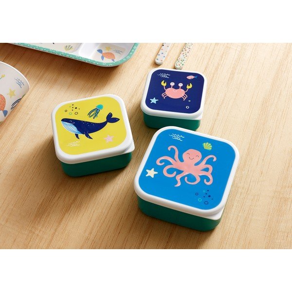 Rohelised plastmassist laste suupistekarbid 3-osalise komplektiga Ocean - Ladelle-image-1