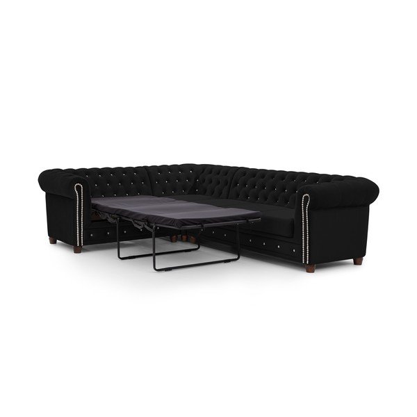 Must sametist nurgadiivanvoodi (vasak nurk/L-kujuline) York Blik - Ropez-image-2