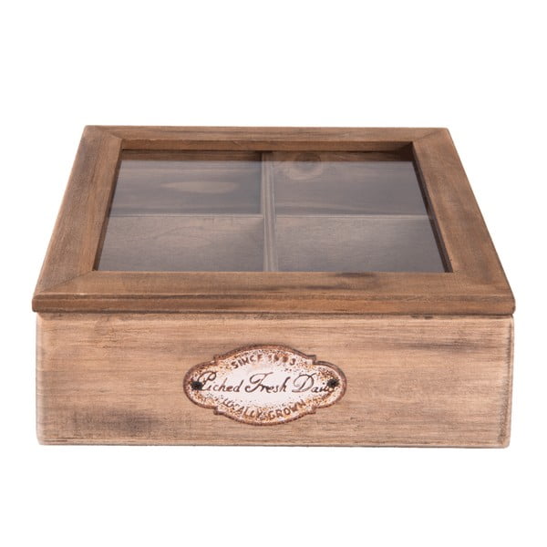 Dřevěný úložný box na čaj Clayre & Eef Hurasso