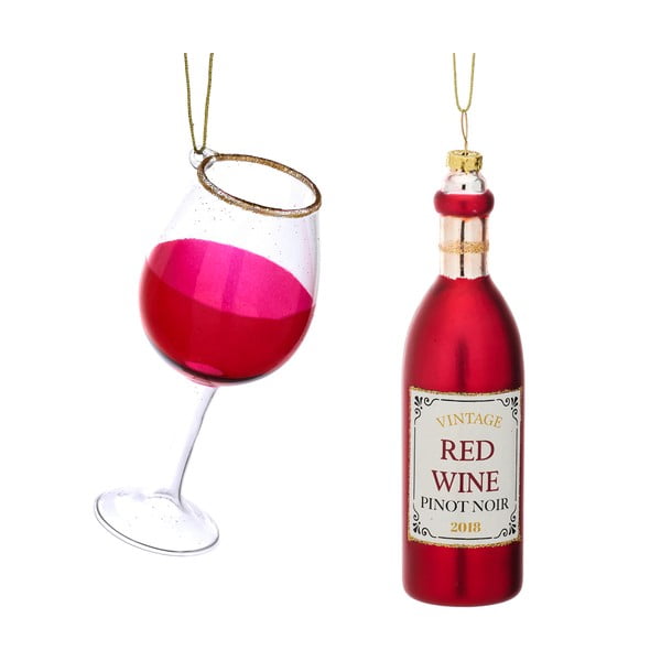 Klaasist jõulukaunistused 2tk komplektis Red Wine - Sass & Belle