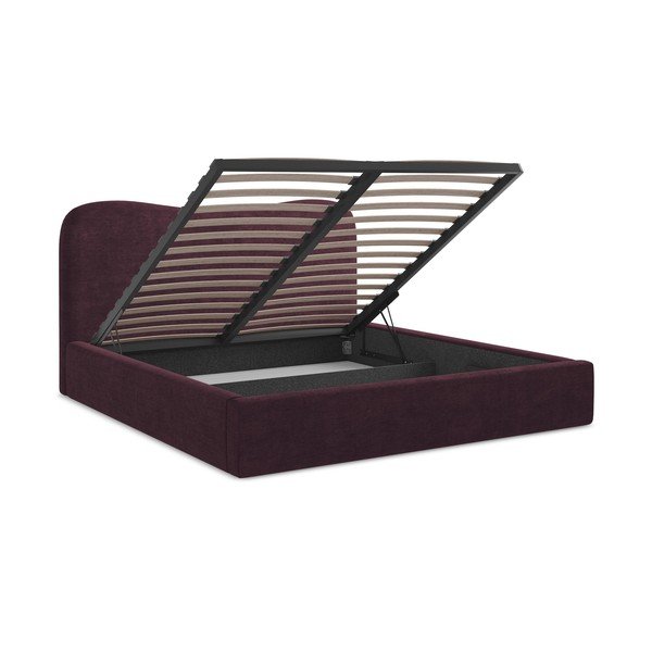 Tumelilla polsterdatud kaheinimesevoodi panipaigaga ja liistudest raamiga 160x200 cm Kahai - Makamii-image-3