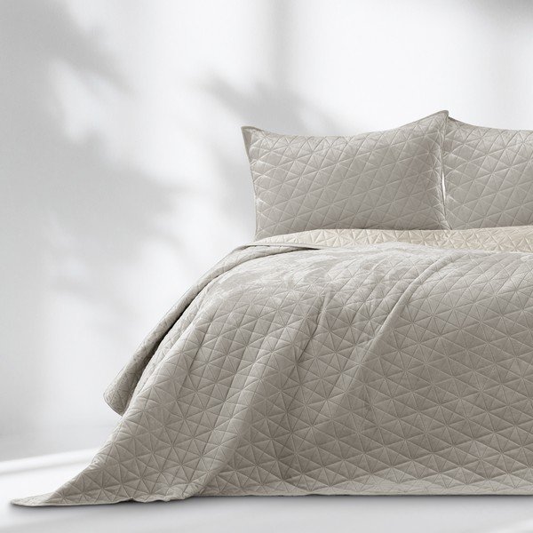 Hallikasbeež sametist tepitud voodikate 220x240 cm Laila - Restilo-image-2