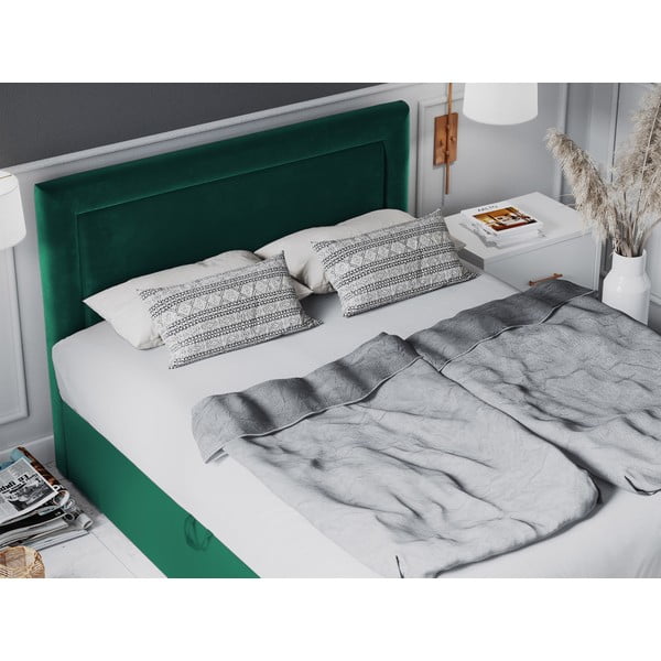 Zelená sametová dvoulůžková postel Mazzini Beds Yucca, 200 x 200 cm-image-4