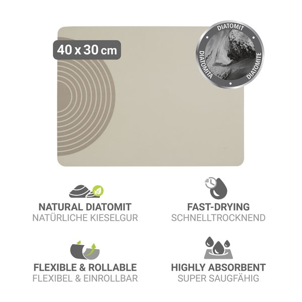 Beež kummist nõudekuivatusalus 40x30 cm Dima - Wenko-image-3