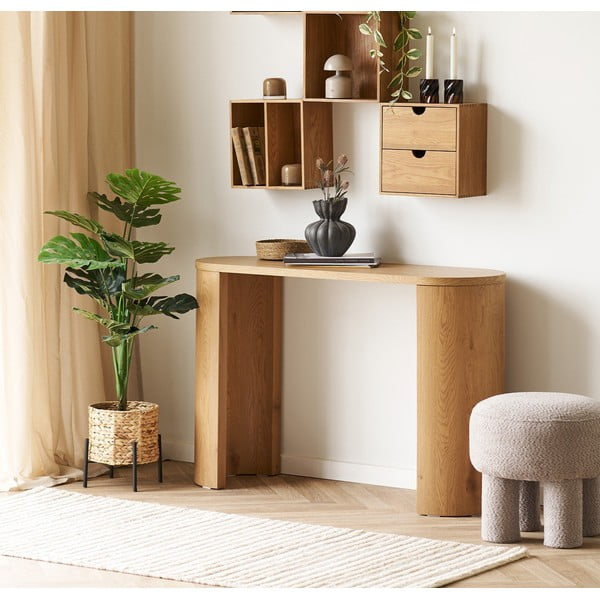 Konsoollaud tammepuidu imitatsiooniga 38x114 cm Bibione – House Nordic-image-1
