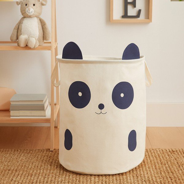 Valgest riidest laste mänguasjakorv ø 38x48 cm Mimo Panda Face - Premier Housewares-image-1