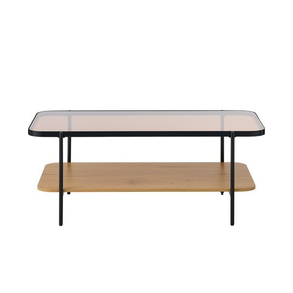 Naturaalse värvi klaasist pealispinnaga kohvilaud 60x120 cm Hassel - Unique Furniture-image-2