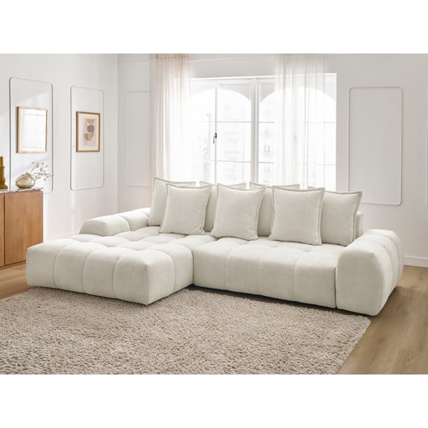 Valge šenilldiivanvoodi/panipaigaga nurgadiivan (vasak nurk/diivanvoodiga) Everest - Bobochic Paris-image-1