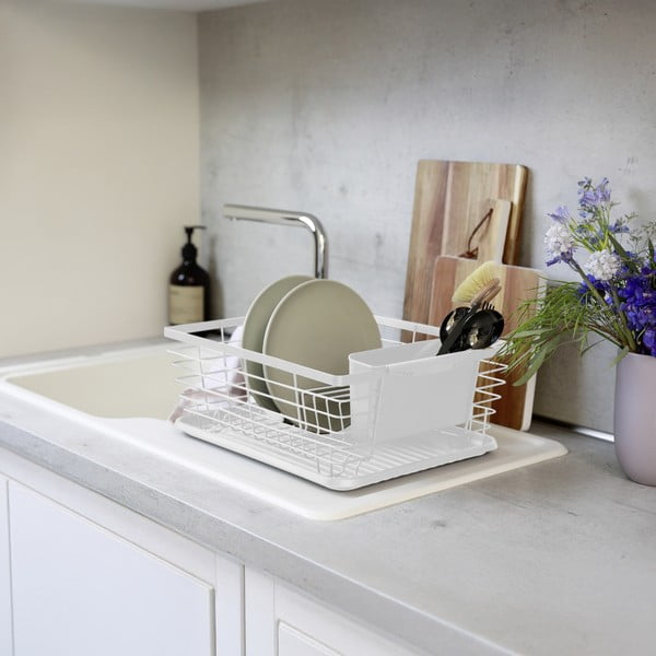 Valge metallist nõudekuivatusrest 36x30 cm Drip - Wenko-image-1