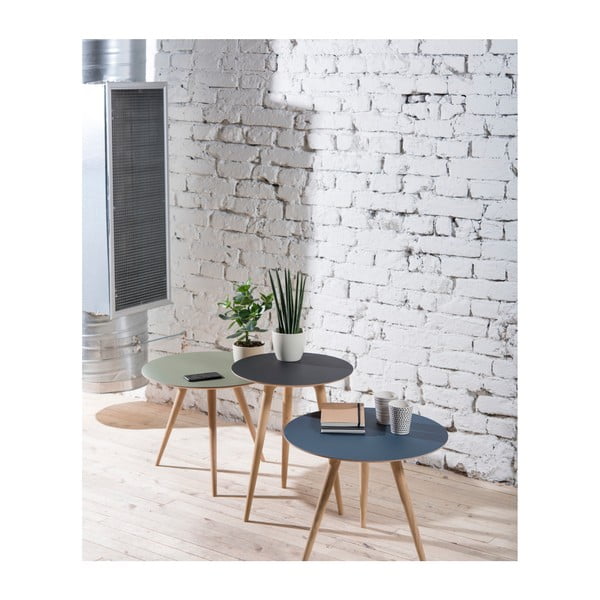 Tammepuidust küljelaud musta lauaga , ⌀ 55 cm Arp - Gazzda-image-1