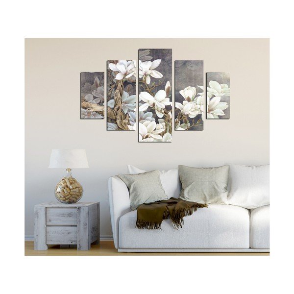 Mitmeosaline maal Valge õis, 92 x 56 cm - Wallity-image-1