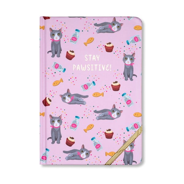 Růžový zápisník s motivy koček Tri-Coastal Design Meow, 96 stran