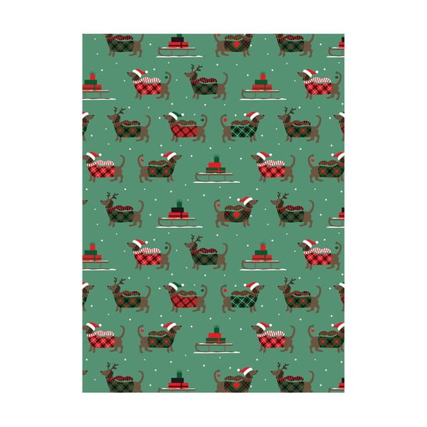 5 lehte rohelist pakkepaberit , 50 x 70 cm Christmas Dogs - eleanor stuart