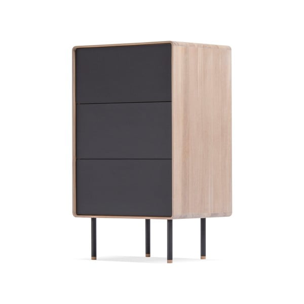 Must kõrge tammepuidust kummut 60x100 cm Fina - Gazzda-image-3