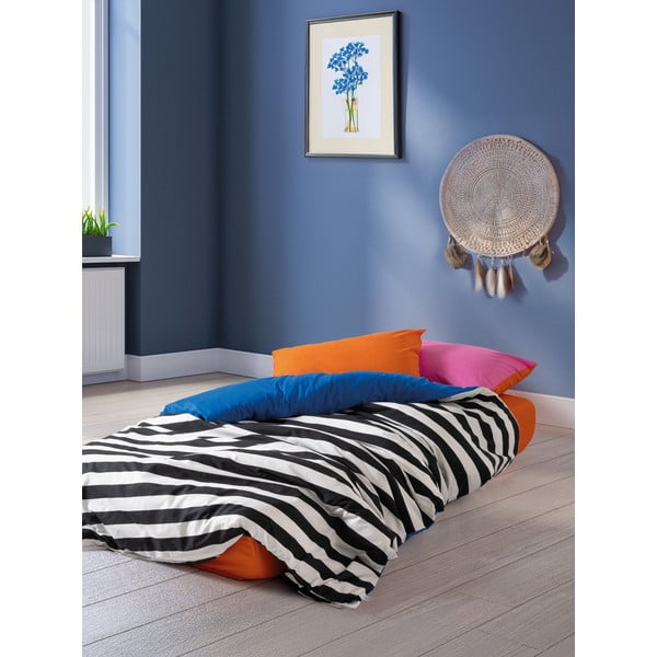 Must-valge Renforcé puuvillast 4-osaline pikendatud voodipesu komplekt 200x220 cm Dusk - Mijolnir-image-1