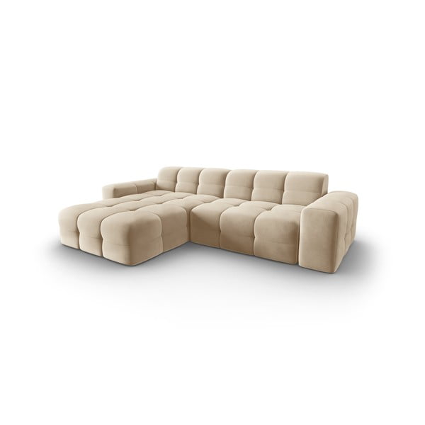 Beež sametne nurgadiivan (vasakpoolne nurk) Kendal - Micadoni Home-image-3