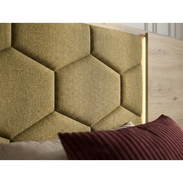 Roheline polsterdatud/puitlaastplaadist kaheinimesevoodi panipaigaga ja liistudest raamiga 160x200 cm Palmeraie - Bobochic Paris-image-2