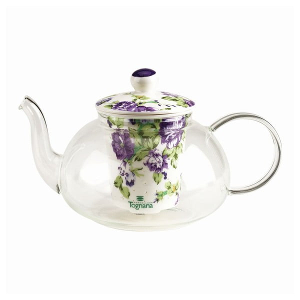 Skleněná čajová konvička Violet s keramickým filtrem