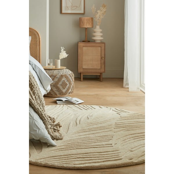 Beež villane ümmargune vaip ø 160 cm Leaf - Flair Rugs-image-4