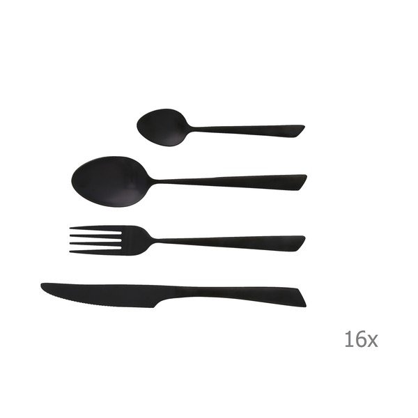 16dílný dárkový set černých příborů Jean Dubost Delta Black