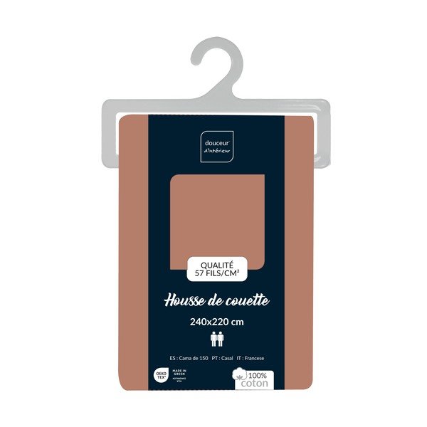 Puuvillane tekikott kaheinimesevoodile/pikendatud voodile lõhekarva värvi 240x220 cm Lina - douceur d'intérieur-image-2