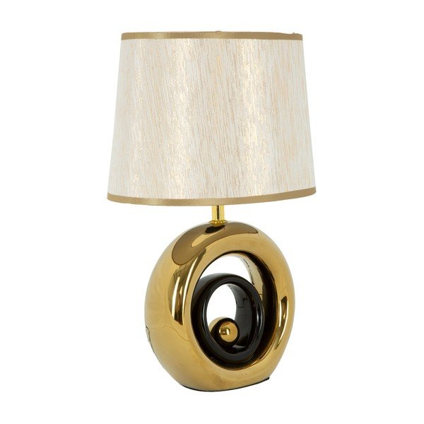 Bílá stolní lampa s konstrukcí ve zlaté barvě Mauro Ferretti Round-image-3