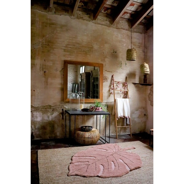 Roosa pestav käsitsi kootud puuvillane laste vaip 120x180 cm Monstera Vintage Nude - Lorena Canals-image-3