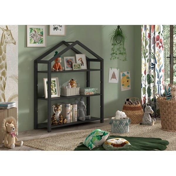 Antratsiitne männipuidust laste raamaturiiul 111x141x40 cm Dallas - Vipack-image-1