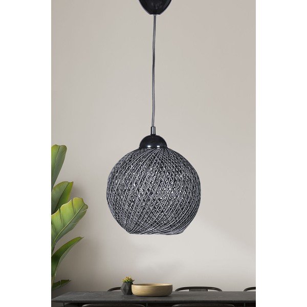 Must-hall rippvalgusti tekstiilist varjuga ø 22 cm - Opviq lights-image-1