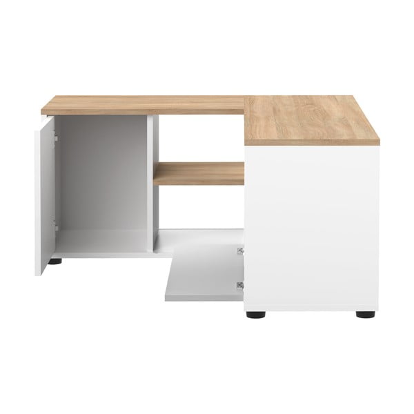 Valge-puiduvärvi tammedekoriga telerilaud 90x45 cm Angle - TemaHome-image-4