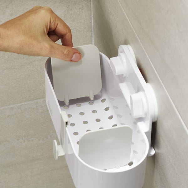 Valge plastikust vannitoa riiul ilma puurimata Duo - Joseph Joseph-image-2