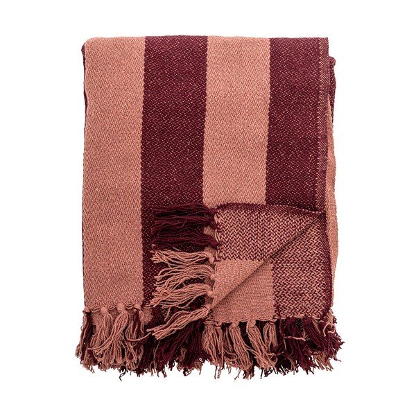 Burgundiapunane taaskasutatud puuvillast tekk 130x160 cm Frello - Bloomingville