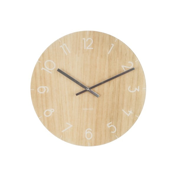 Světle hnědé hodiny Present Time Glass Wood, ⌀ 40 cm