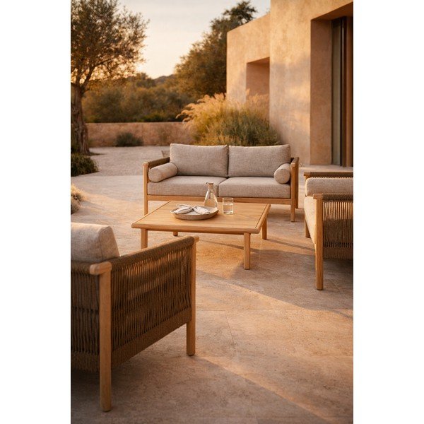 Hallikasbeež polsterdatud aiamööbli komplekt 3-le Oasis - Dutchbone-image-1