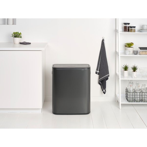 Tumehall terasest prügikast jäätmete sorteerimise jaoks 60 l Bo Touch Bin - Brabantia-image-1