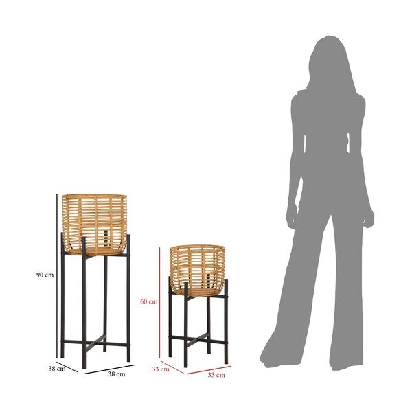 Komplekt 2 rottingist poti statiivi, kõrgus 90 cm - Mauro Ferretti-image-2