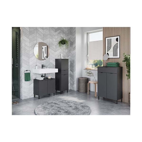 Antratsiitne kõrge vannitoakapp 60x97 cm Arcena - Germania-image-4