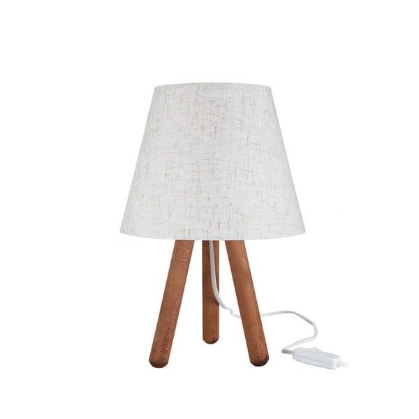 Valge ja naturaalset värvi tekstiilvarjundiga laualamp (kõrgus 33,5 cm) - Squid Lighting