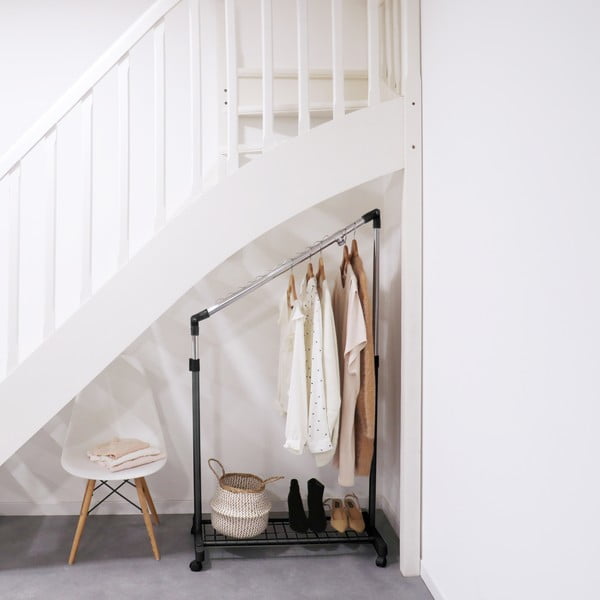 Must metallist teleskoopiline ratastega riidenagi Under Stairs – Compactor-image-1