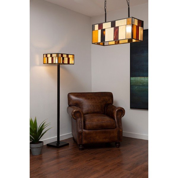 Metallist ripplamp klaasist varjuga Waldorf - Premier Housewares-image-1