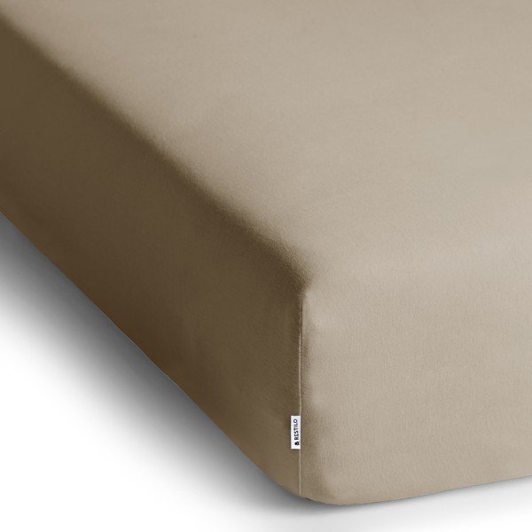 Helepruun trikotaažist kummiga lina 160x200cm Amber – Restilo-image-2