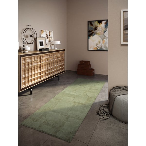 Roheline käsitsi kootud villane koridorivaip 80x250 cm Alexis - Villeroy&Boch-image-1